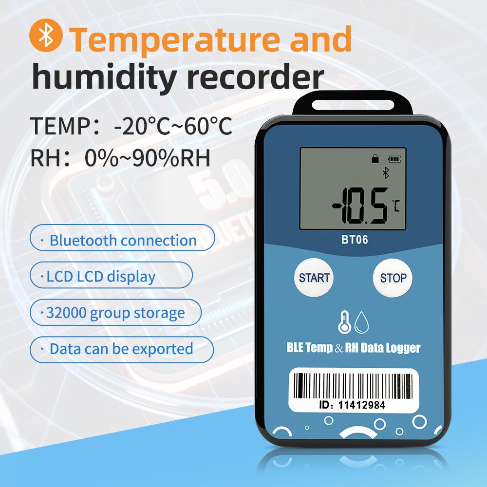 Digital Temperature Humidity Meter Bluetooth Thermometer and Hygrometer Used for cold chain transportation, laboratory, pharmaceutical storage etc
