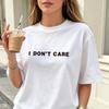 Cotton Tshirt For Unisex Classic I Dont Care Bold Letter Print Crew Neck Short Sleeve Casual Daily Basic Top In Shades