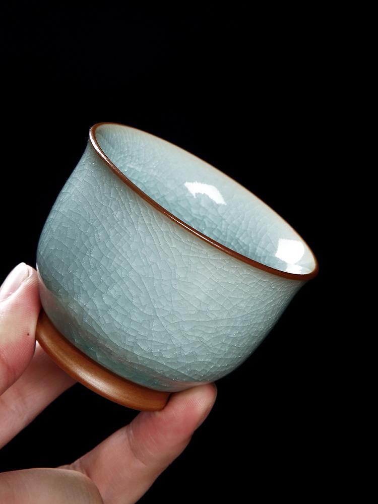 Premium Ceramic Gongfu Tea Cup Yu Porcelain Ice Crack Owner Cup Personal Use High End Tea Set Handmade Chinese Style