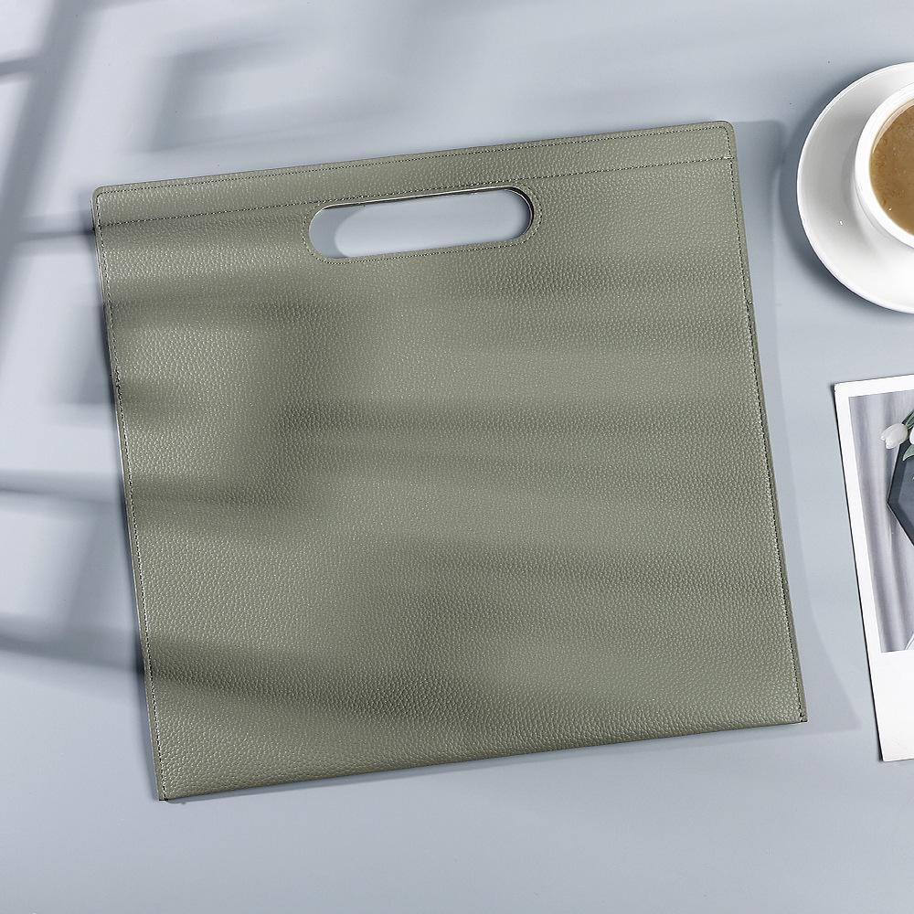 Litchi Grain Leather Laptop & Document Bag, A4 File Storage, Office Archive Bag