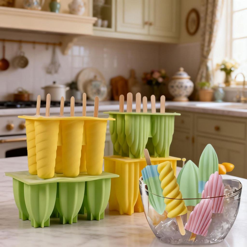 Sanxin 6-Spiral Silicone Mold for Homemade Ice Cream Popsicles