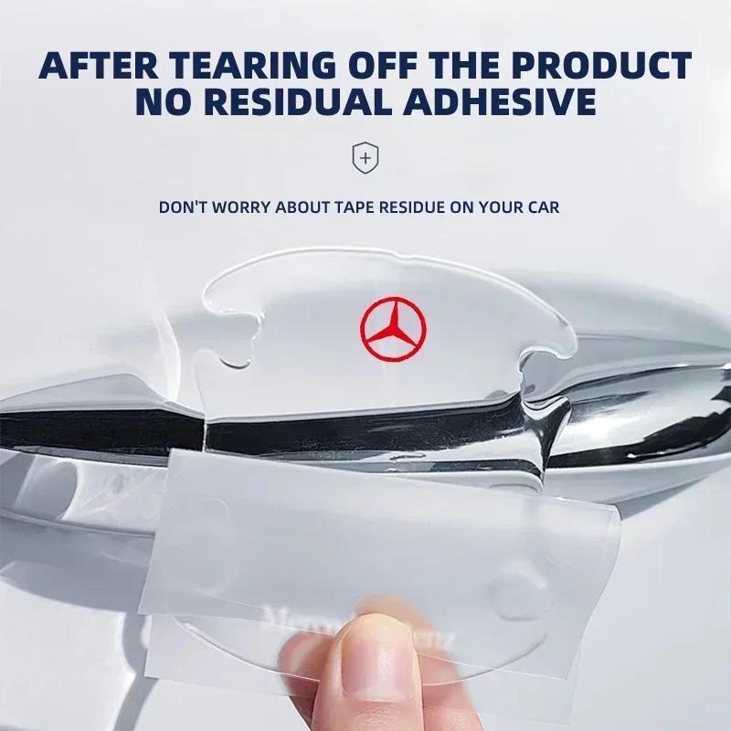BQFJ7 4PCS Car Door Handle Bowl Transparent Sticker Anti-collision Protection Strips for Mercedes Benz W211 W204 W210 W203 CLA GLA