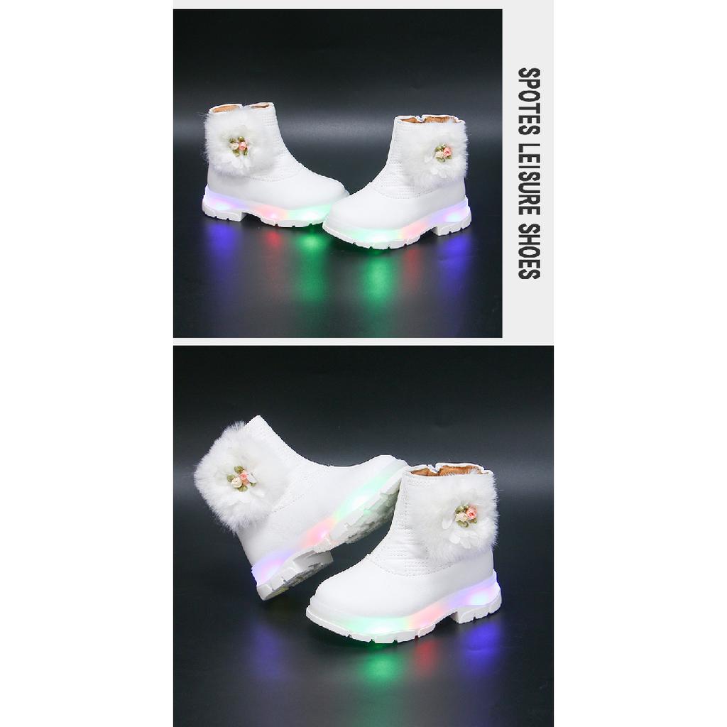 LUCKIDS LED boots for kids light up zip ankle boots for kids girls rubber shoes size 21-30