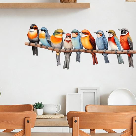 Vögel auf dem Ast Wandaufkleber Bunte Vogel Wandtattoos Selbstklebend Abziehen und Aufkleben Kunst Wandbilder für Schlafzimmer Büro Klassenzimmer Wohnzimmer