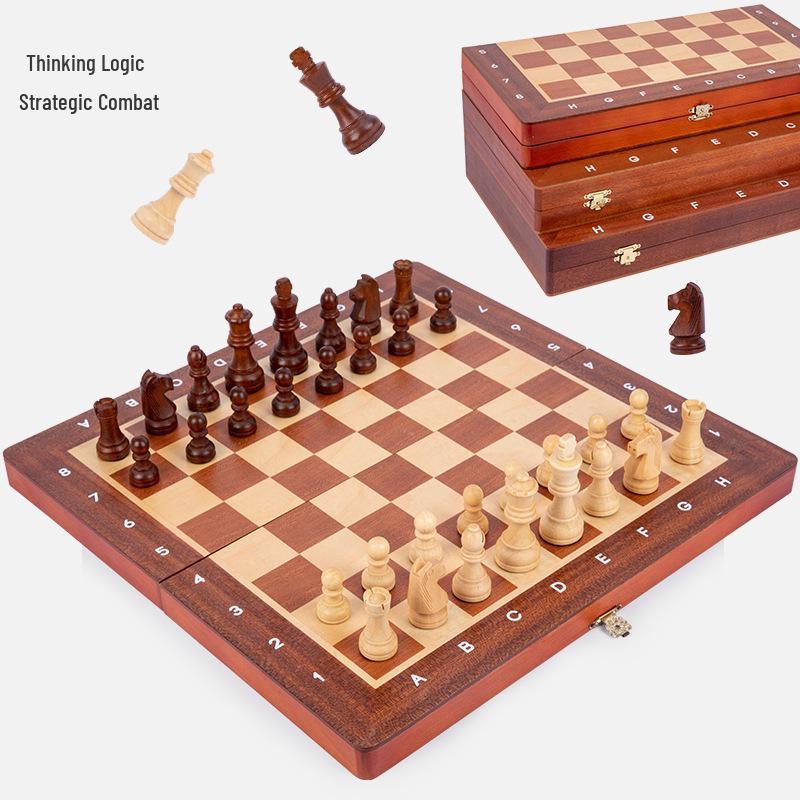 Wooden Magnetic Chess Set: Portable Folding Board Game for Kids & Adults, Perfect for Parent-Child Interaction