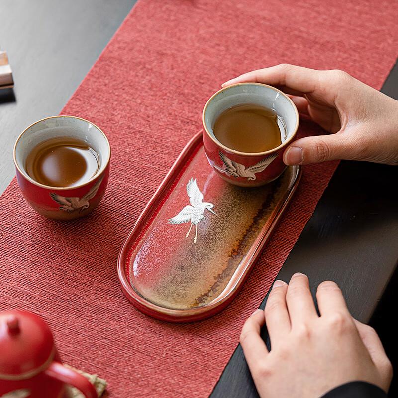 Sushih Palace Wall Red Ceramic Gongfu Tea Set