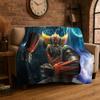 Retro Cartoon UFO Robot Grendizer Anime Flannel Blanket Soft Warm Throw Blanket for Bedroom Living Room Bed Travel Picnic Gift