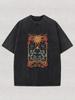 Washed T-Shirt - Thick Crew Neck Short Sleeve Loose Fit Streetwear Top with  Print Suitable for Spring Summer Casual Wear
