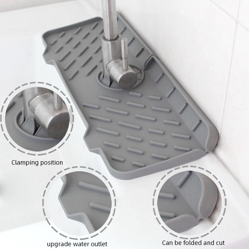 Silicone Faucet Splash Guard & Draining Mat for Kitchen/Bathroom Counters