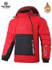 Men's Thick Winter Ski Suit, Hooded Mountain-Style Cotton Jacket with Large Pockets