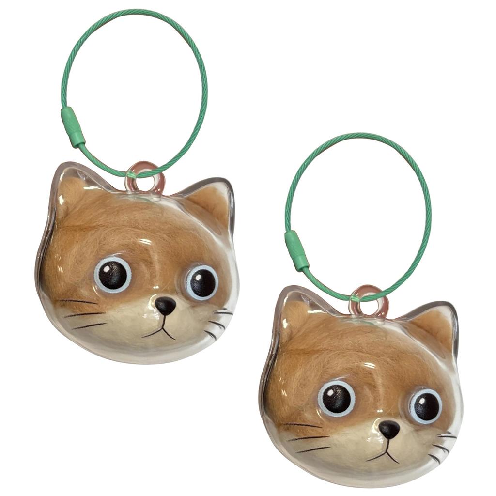 Clear Cat Head Shape Hair Keepsake Cats Furs Storage Box Keychain For Pet Memorial Jewelry Pendant With Metal Loop