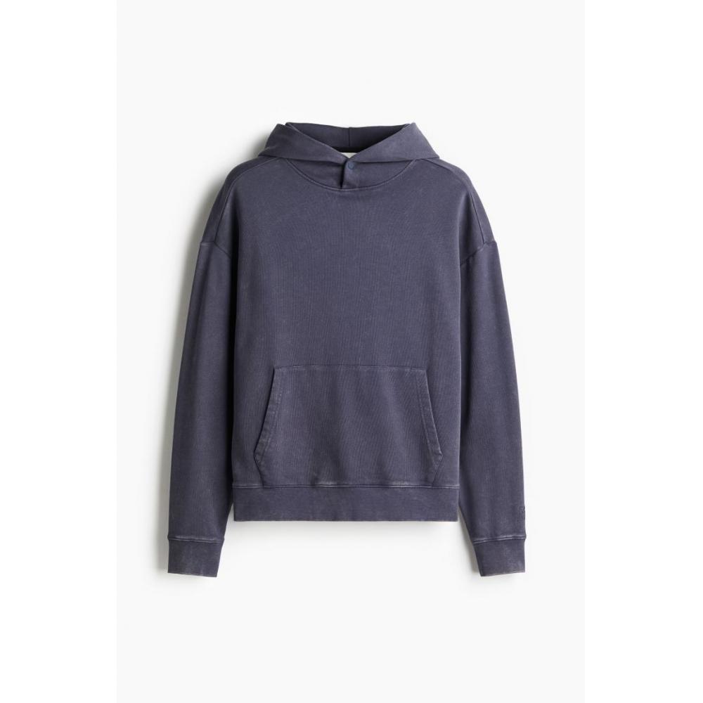 H M Sports Hoodie Loose Fit Dark Blue