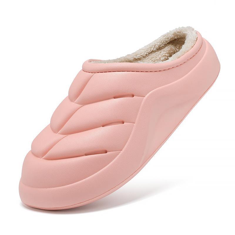 

Home thick bottom stepping on shit cotton slippers men s winter indoor warm half a pack of slippers female couple 37 рожевий