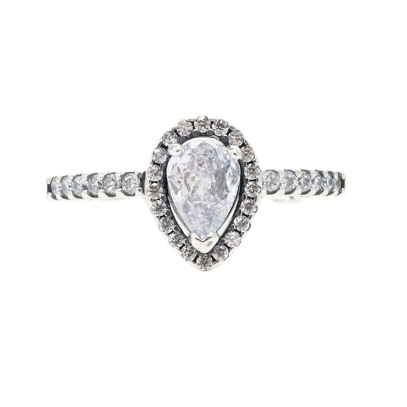Elegant Pear-Shaped Halo Drop Diamond Ring: Light Luxury Surprise Gift