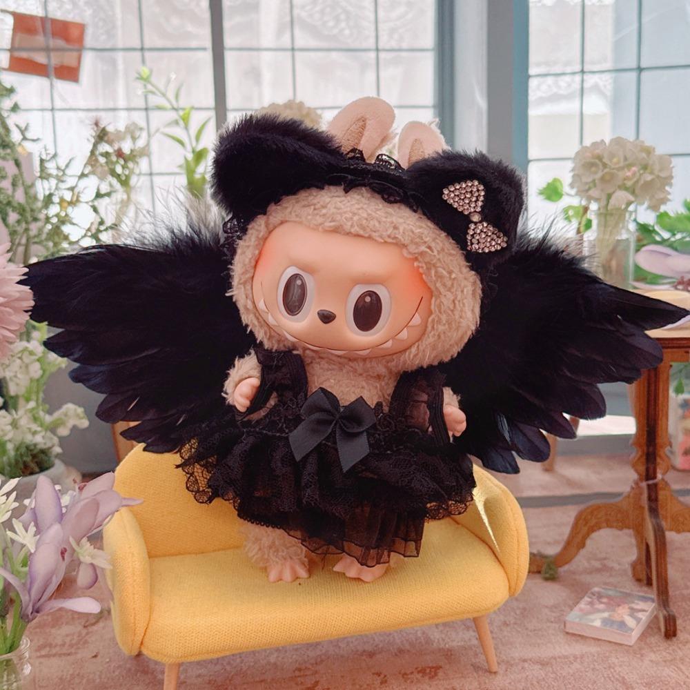 

Cat Ear 17cm Labubu Doll Clothes Chiffon Skirt 17cm Labubu Clothes Doll Accessories style 3