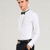 Bridegroom Shirt Top with Bow Ties Solid Color Long Sleeve Lapel Button-up
