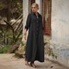 Women's Cotton Linen Shirt Dress Casual Rolled-Up Sleeve Button Dowm Maxi Dress Summer Loose