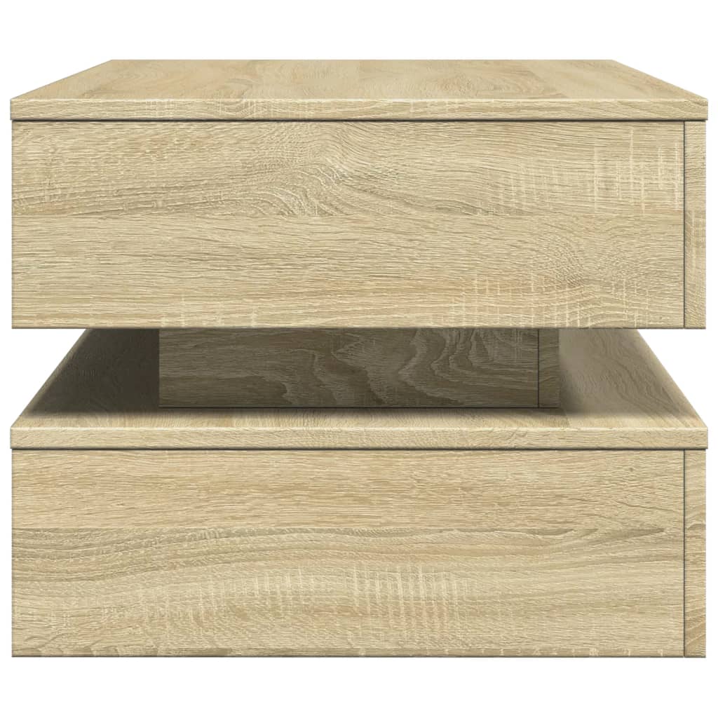 Modern Coffee Table With LED Lighting, Sonoma Oak, 90X50X40 Cm