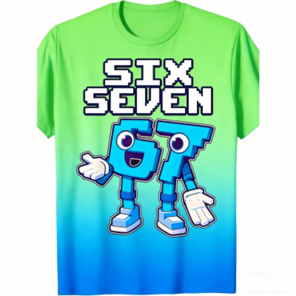 Sommer Mode Cartoon Sechs Sieben 67 Aufdruck Kinder T-Shirts Sommer Street Kurzarm Outdoor Freizeit Oberteile für Jungen und Mädchen T-Shirts Top