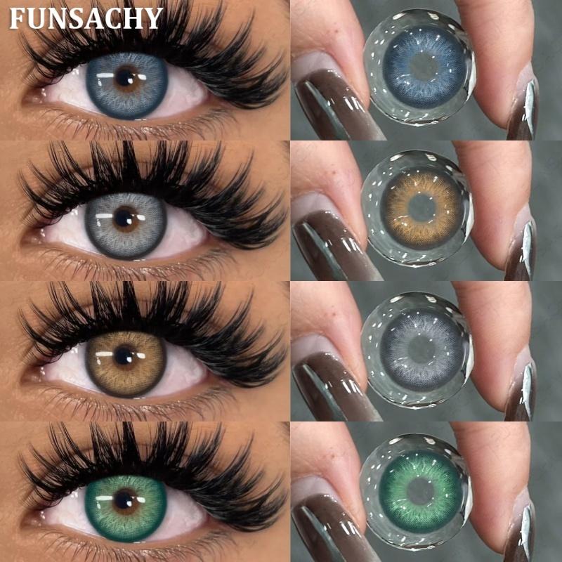FUNSACHY Natural Contact Lenses 2pcs Blue Green Contact Lenses Color Eye Makeup Gray Pupil and Eyes Color Fashion Beauty Lenses