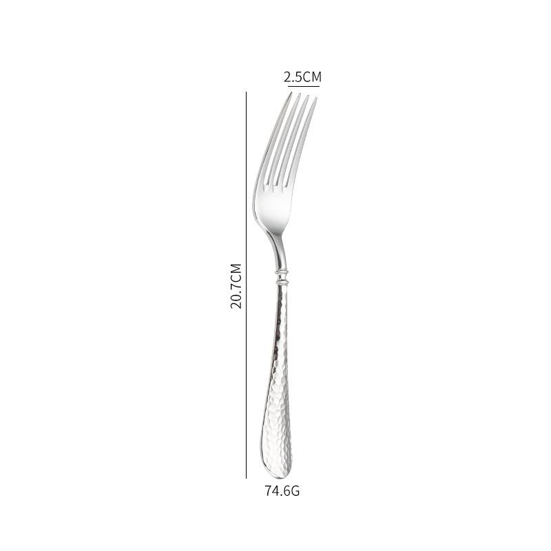 Heavy Hammer Pattern 304 Stainless Steel Cutlery Set Water Cube Buffet Knife Fork Spoon Hotel Tableware Beauty Table Accessories