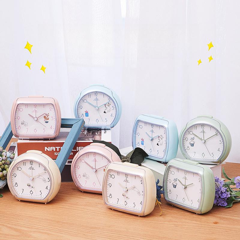 Cute children's small alarm clock student bedside night light clock simple clock multi-color desktop clock A306/307
