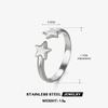 Stainless Steel Symmetry Five-Pointed Star Rings for Women Men Simplicity Adjustable Opening Rings Fashion Party Jewelry Gifts