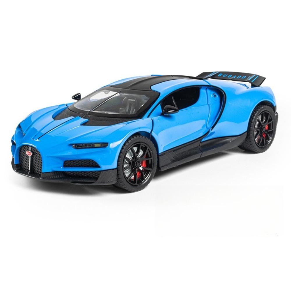 1/24 Bugatti Tourbillon With Spray Supercar Alloy Muscle Car Model Sound and Light Pull Back Children's Toy Collectibles Birthday gift