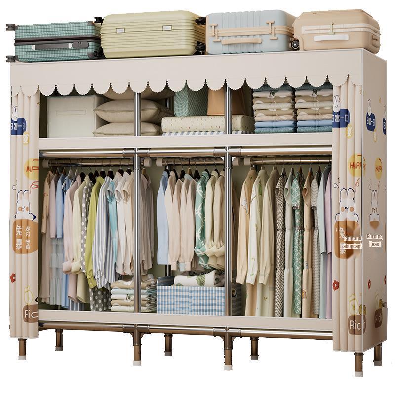 Sturdy Reinforced Steel Frame Fabric Wardrobe for Home & Bedroom Use