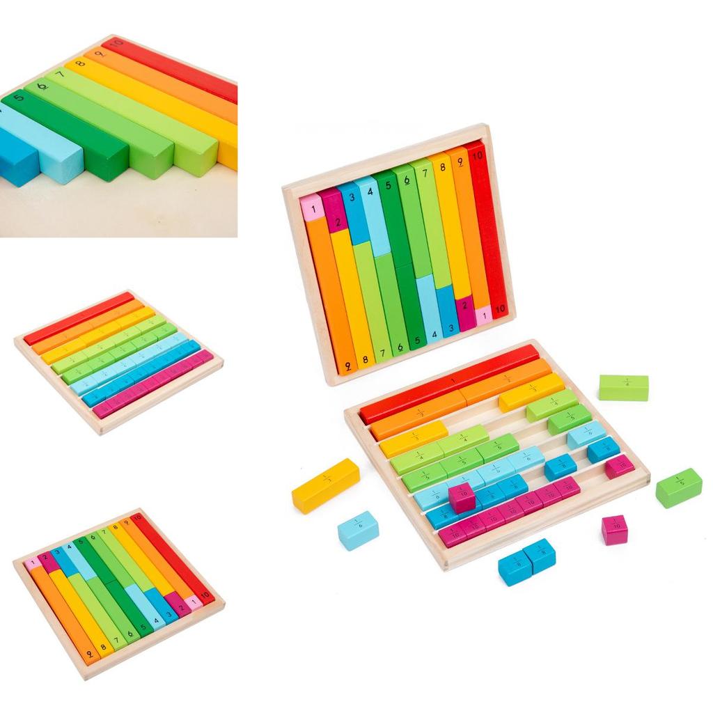 Mathe-Lernen Bruchstangen für Kinder mit buntem Holzdesign