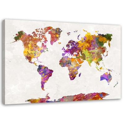 Canvas Print World Map Watercolour