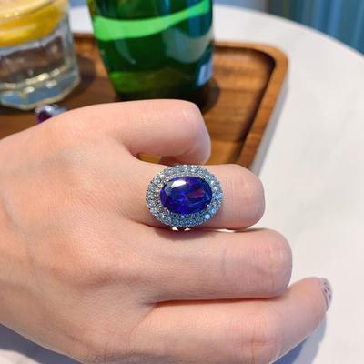 Schmuck Retro Ring Violettblau Zirkonium Farbe Schatz Damen Temperament Ring Hauptstein 10 * 14