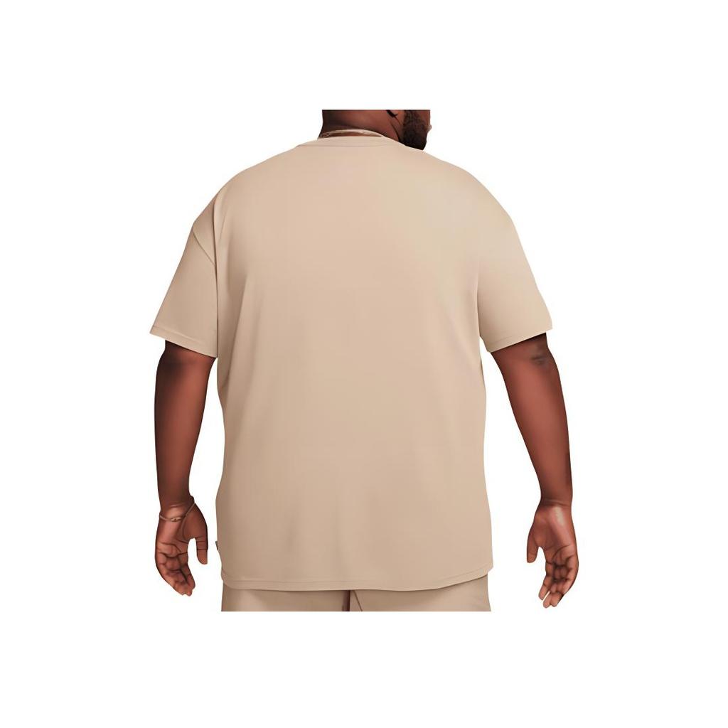 Nike Sportswear Essentials Logo Embroidered Ribbed Crew Neck Short Sleeve T-Shirt Men Tops Khaki DO7392-247