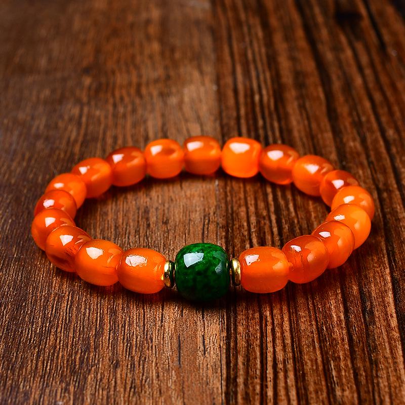 108 Beads Golden Armor Tibetan Style Wenwan Bracelet with Turquoise and Horn Details