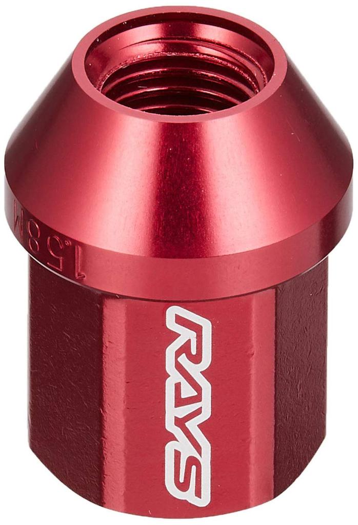 RAYS Duralumin Lock Nut Set for L32 M12 X Red 74020001103RD & 5H, 1.5, Anodized,