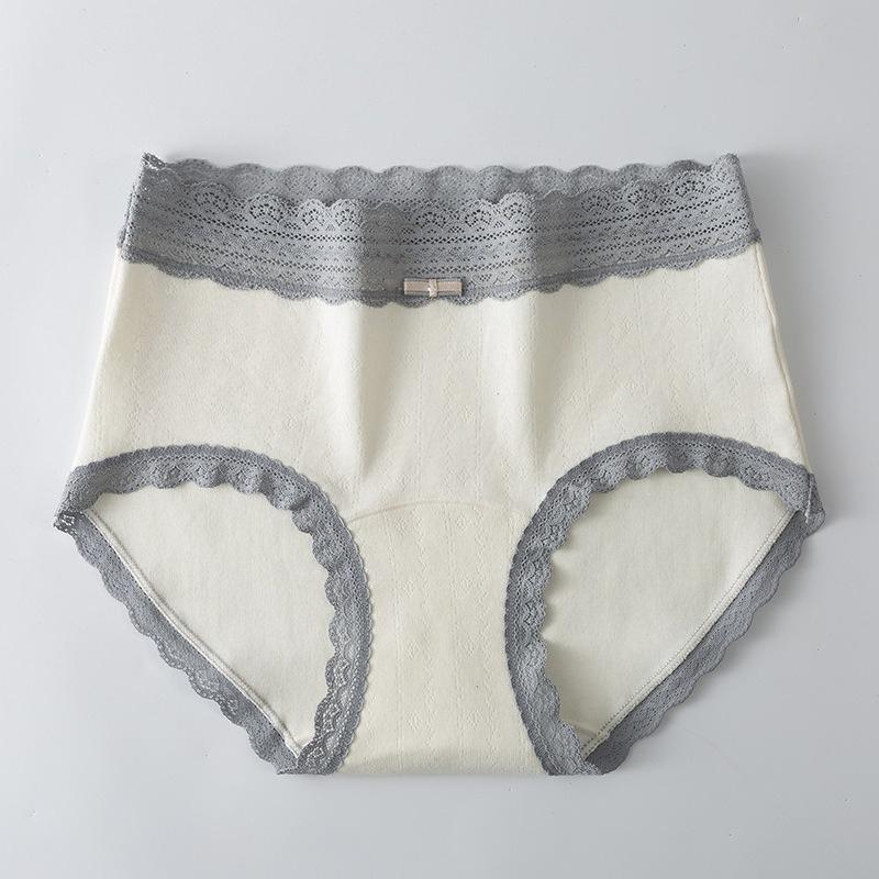Ladies Spring and Autumn Lace Waist Soft and Comfortable 10A Bacteriostatic Pure Cotton Extended Crotch Breathable Briefs