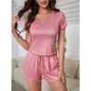 European And American Style Summer Pajamas Two-piece Casual Printed Short-sleeved T-shirt Women's Shorts Home Service Suit