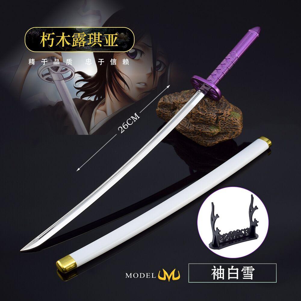 26cm Anime Weapon Kurosaki Ichigo Ban Kai Zangetsu Katana Cos Prop All Metal Samurai Swords Toy Knife Model Ornaments Gifts