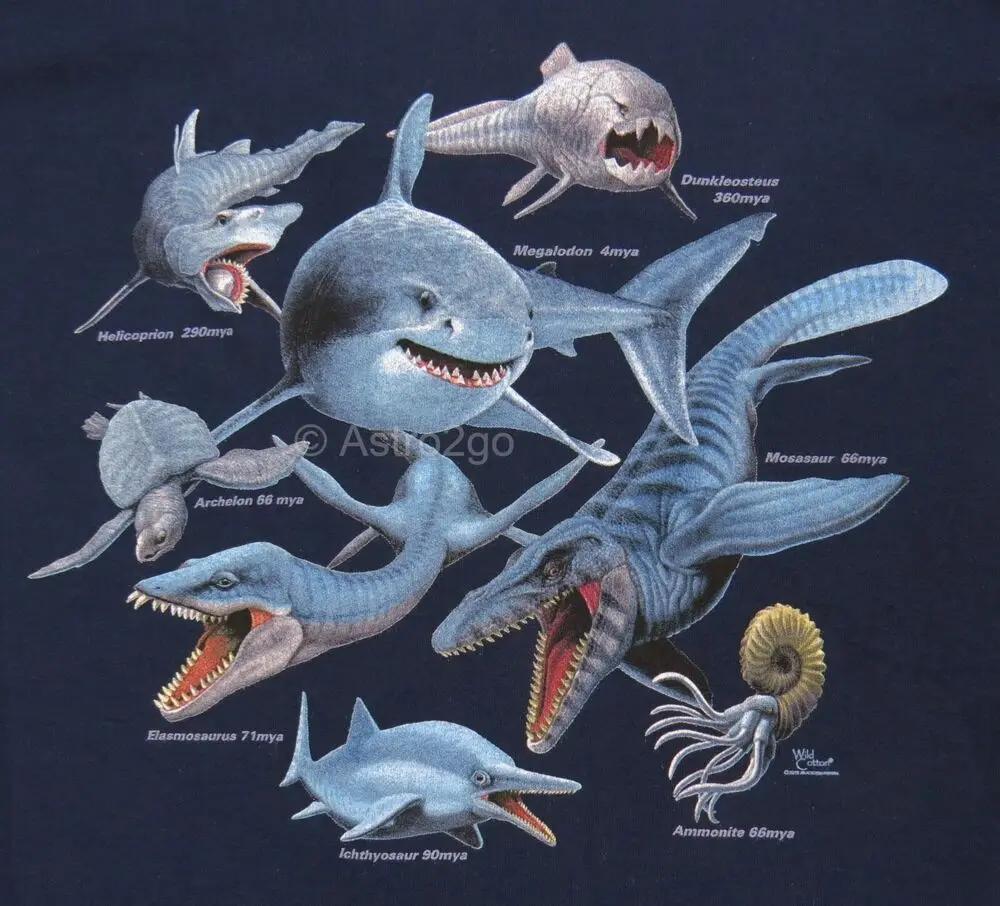 

Monsters of The Deep Extinct Aquatic Sea Megalodon Mosasaur TShirt 100 Cotton ONeck Summer Short Sleeve Casual Mens Tshirt 4XL
