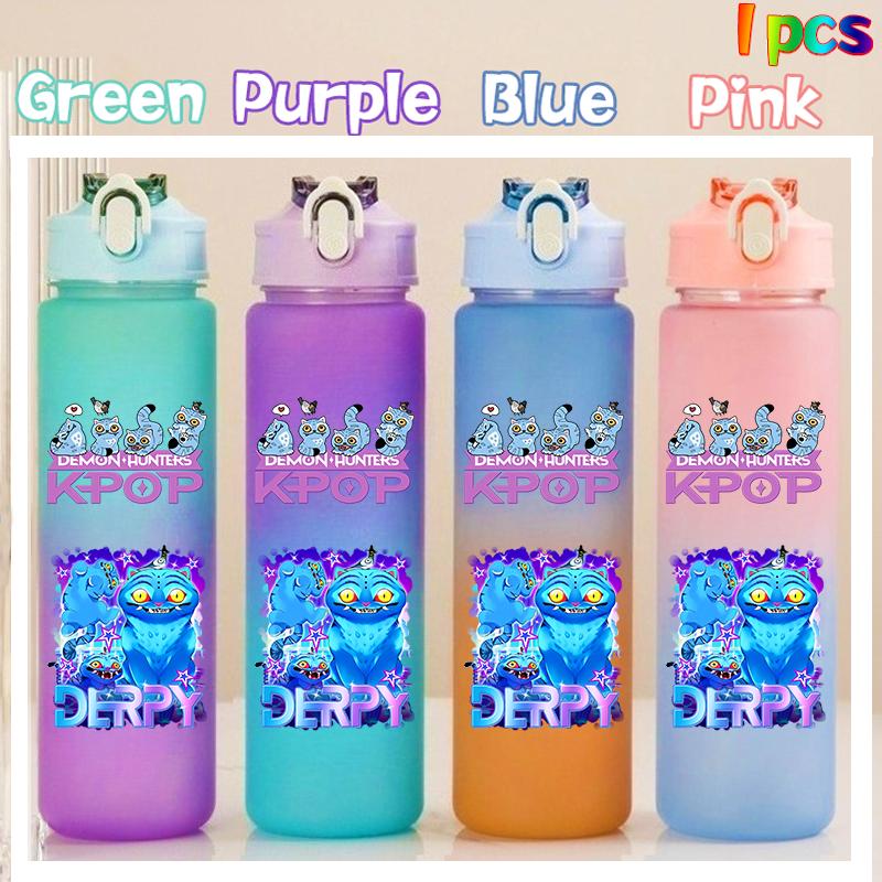 750ML KPop Demon Hunters HUNTR/X Rumi Mira Zoey Jinu Colore Degradé Tazza Acqua Bambino Borraccia con Cannuccia Saja Ragazzi Tigre Regalo