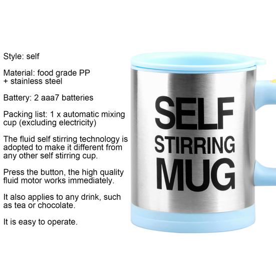 400 ml Kaffeetasse mit Knopf, multifunktional, Edelstahl, automatisches Rühren, Kaffeetasse, Café
