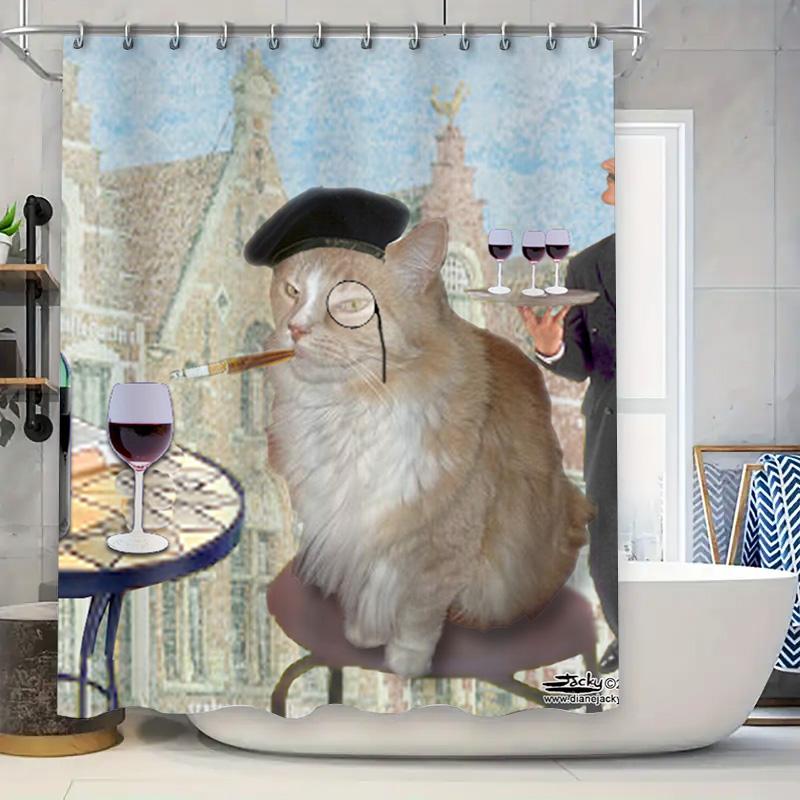 

Creative DIY Shower Curtain Printing Kit Custom Pet Cat Art Print Ideal for Bathroom Decoration Home Gifts 90x180cm