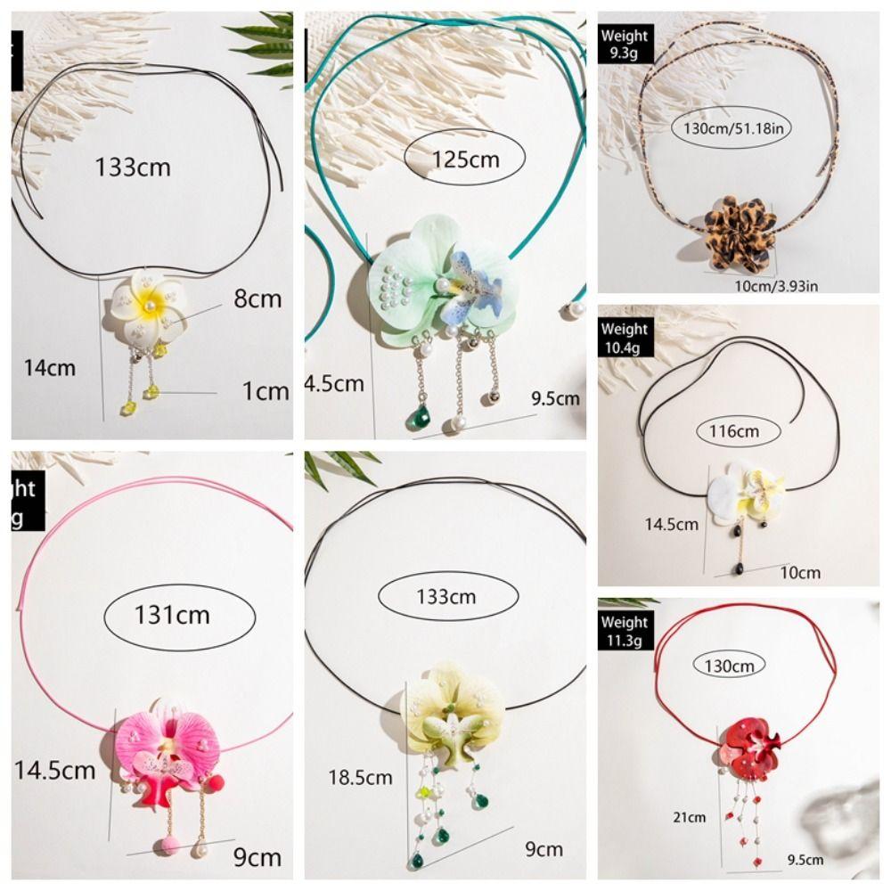 Drawstring Flower Necklace Lace Up Korean Style Choker Fresh Butterfly Orchid Clavicle Chain  Women