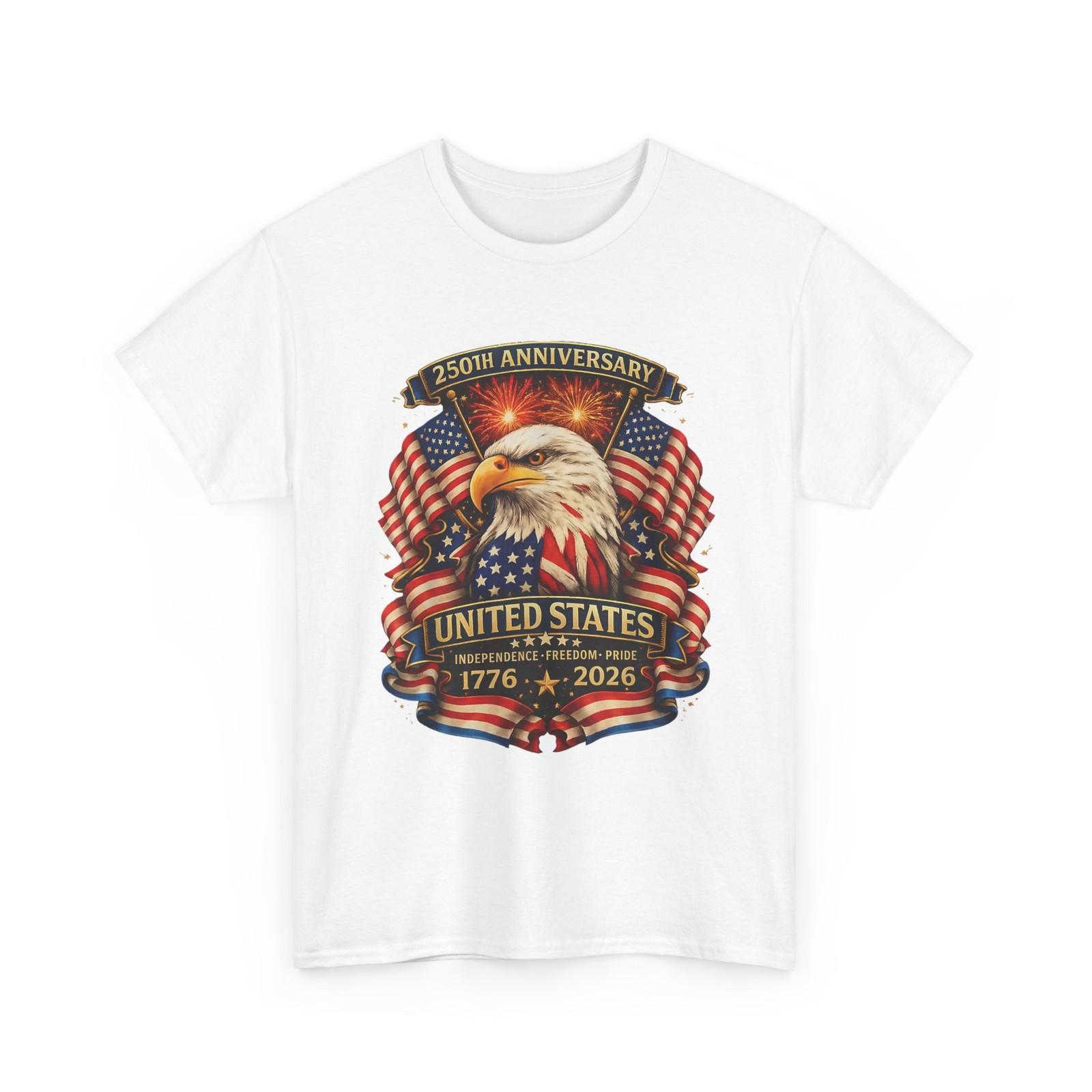 USA Independence 250th Anniversary T-Shirt, 1776 2026 Patriotic Eagle T-Shirt M