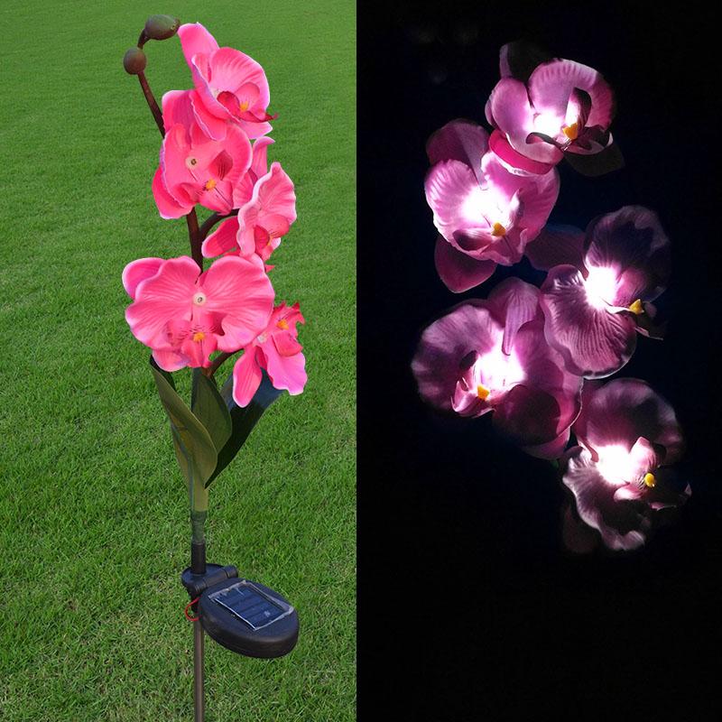 Outdoor Solar Lights, Waterproof Butterfly Orchid Garden Light, Decorative Flower 5 LED Lamp, Landscape Lighting for Lawn Patio Pathway Driveway