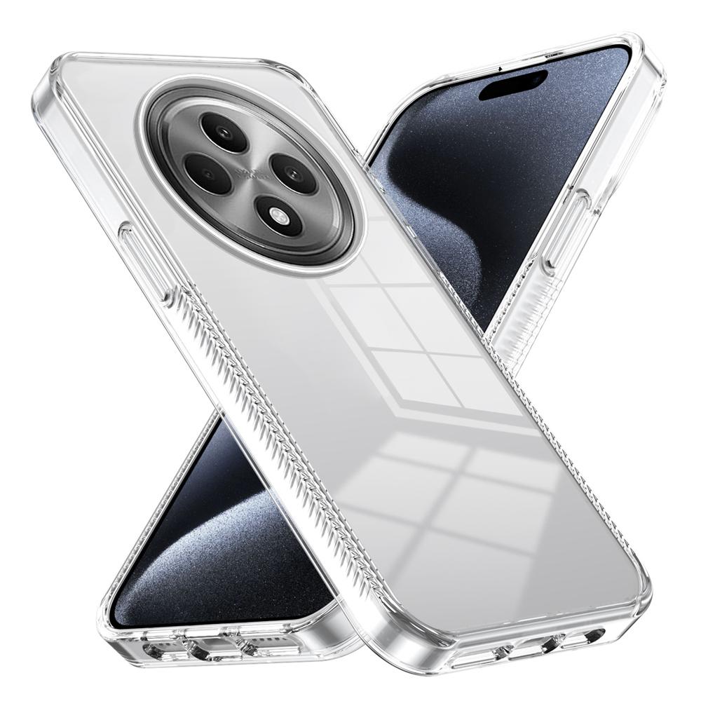 KEYSION Transparent Phone Case for OPPO Reno12 F 5G Soft TPU+PC Anti-slip HD Clear Shockproof Phone Cover for OPPO Reno 12F 5G