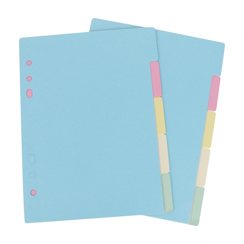 1Set A5 Index Divider Pack 5 Color Tab Dividers Extra Wide Reinforced Hole Design for 6-Ring Binders Quick Section Access