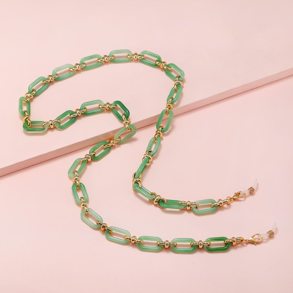 Chaîne de lunettes colorée en acrylique de 70 cm pour femmes Mode Géométrique Cordon Lanière Sangle Chaîne suspendue Accessoires Lunettes de soleil