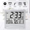 Digital Travel Alarm Clock Battery Operated, Portable Large Number Display Alarm Clock with Temperature,12/24 H Small Desk Clock -Silver (NO Light)