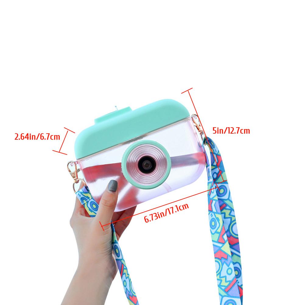 400ML Cute Camera Shape Water Cup  Kids Water Bottle With Straw Drinking Water Jug with Adjustable